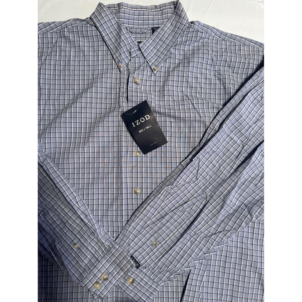 NWT IZOD Big & Tall Plaid Button Down Long Sleeve Shirt - Men's 2X